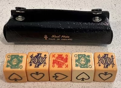 Set Of 5 Vintage Bakelite Poker Dice With Leather Case • $30