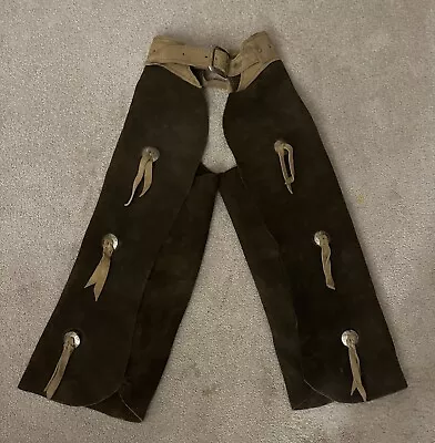 Kids/Youth Suede Leather Chaps-Used-Well Made-Brown W Tan Trim • $40