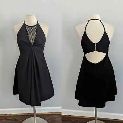 Women's 19 Cooper Black Mesh Cut Out Open Back Medium Mini Dress Fits Small • $18