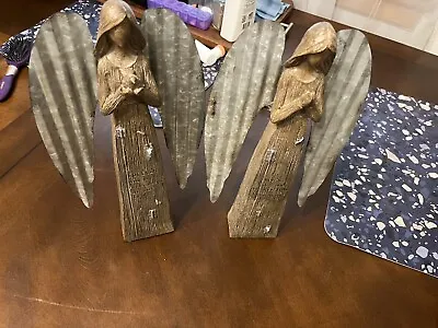 Set Of Two  Vintage Melrose Rustic Wood Angels. • $30