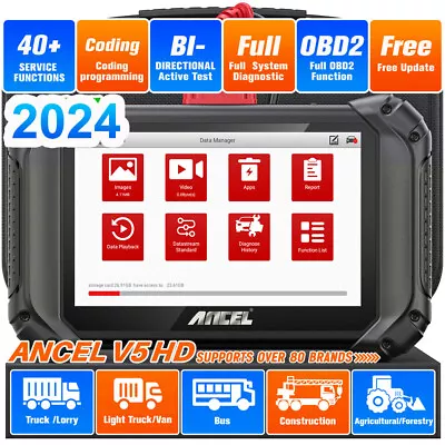 ANCEL V5 HD Heavy Duty Truck Diagnostic Bi-Directional All System OBD2 Scanner • $519.99