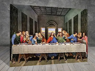 Da Vinci The Last Supper RELIGION CHURCH CANVAS PAINTING ART PRINT 213x • £13.69