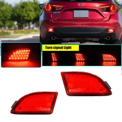 For Mazda 3 Axela Red Lens Rear Bumper Reflectors Red LED Tail Brake Lights Kit • $19.99