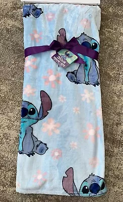 Disney Stitch Plush Throw 50”x70” Stitch Flower Floral Spring • $37.99