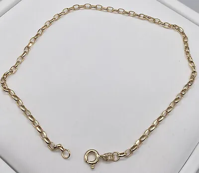 9ct Yellow Gold Diamond Cut Belcher Anklet 10 Inch • £85