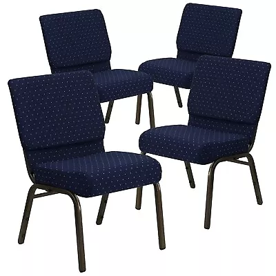 Flash Furniture HERCULES Series Fabric Church Stacking Chair Navy Blue Dot • $444.70