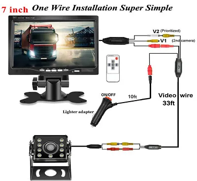 7  Monitor Rear View Backup Camera System For Semi Box Truck RV Caravan 12-24V • $49.90