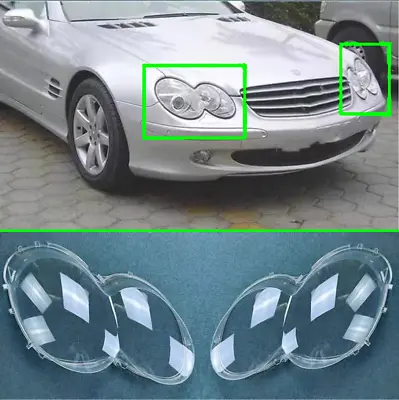 For Benz W230 R230 2003 2008 SL500 SL600 Headlight Lens Cover + Sealant Glue • $243.92