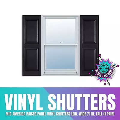 Mid America Raised Panel Vinyl Shutters 12in. Wide 71 In. Tall (1 Pair) • $80.52