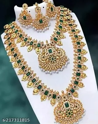 Indian Bollywood Bridal Long Necklace Set Gold Plated Fashion Wedding Jewelry  • $27.54