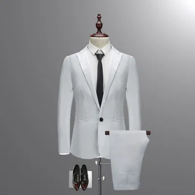 Men's Groom Wedding Prom Party Suits 2-Piece Slim For Business Blazer Suit Pants • $37.47