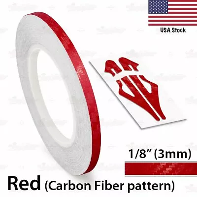 CARBON FIBER RED Vinyl Pinstriping Pin Stripe Car Motorcycle Tape Decal Stickers • $8.95