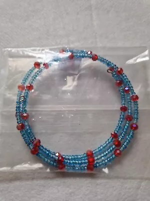 Memory Wire Bracelet Crystal Blue Red 16 • £3.65