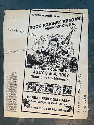 $40 • Buy Vintage Punk Rock Political Flyer Washington DC 1987 Rock Against Ronald Reagan