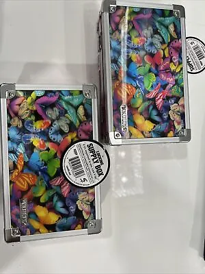 Vaultz Locking Pencil Box With Key Lock 5 X 2.5 X 8.5  3D Butterfly Hologram • $16.99