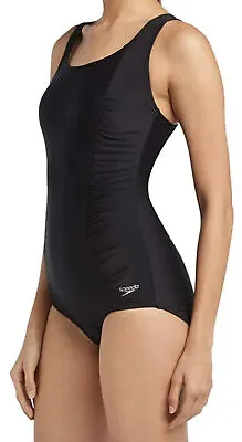 $25.19 • Buy Speedo Women's One Piece Shirred Sides Moderate Cut Swimsuit Black Size Small 