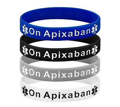 (X1) On Apixaban Medical Alert Wristband Bracelet Blood Clot ID Silicone UK • £2.99