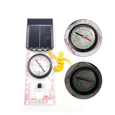 Map Scale Compass Luminous Markers Mirror Sighting Compass Camping Hiking • $6.75