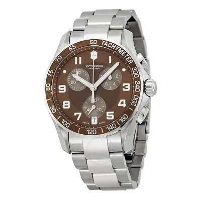VICTORINOX Swiss Army 249036 Classic Chronograph Brown Dial Men's Watch • $249.99