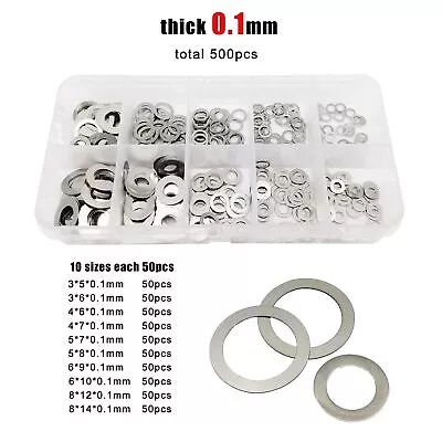 500pcs M3-M8 304 A2 Stainless Steel Ultra Thin Flat Washer Shim Set Kit Box • $18.44