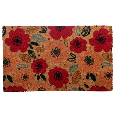 £24 • Buy Poppy Fields Coir Doormat With Non-Slip PVC Backing - 76 X 45cm