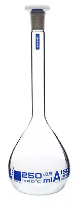 Volumetric Flask 250mL - ASTM Class A - Borosilicate Glass - Eisco Labs • $12.89