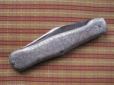 Vintage Ka-Bar Folding Hunter Knife Engraved Handles • $99.95