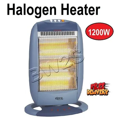 £23.39 • Buy 1200W 3 Bar Halogen Heater Instant Portable Electric Oscillating Home Office UK