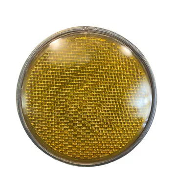 Vintage Yellow Traffic Stop Light Signal Lens 12.5  Eagle Kopp Glass • $14.95