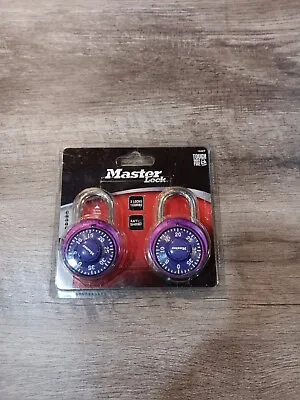 MASTER LOCK 1530T  2 Locks 1 Combo Purple 7mm Hardened Steel Shakle • $11.99