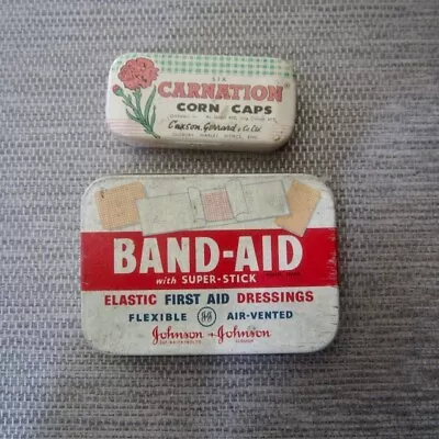 Vintage Corn Caps & Band-aid Tin First Aid History Recreate Medical Collectable • $26