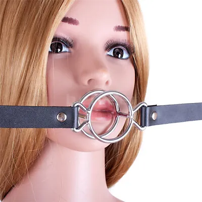 Bondage Harness Double Round Rings Open Mouth Ring Gag Oral Plug BDSM Adult Game • $9.99