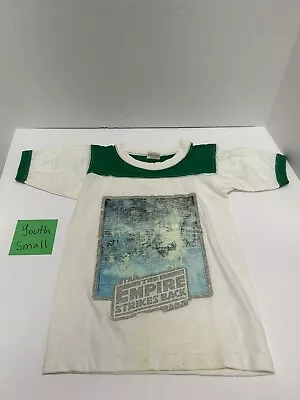 $14.99 • Buy Vintage Star Wars The Empire Strikes Back T-shirt White/green Youth Small