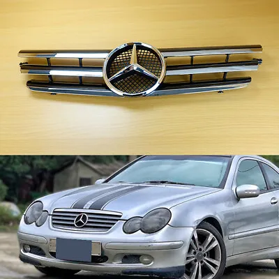 Gloss Black Front Grill Fit Benz C-Class W203 2000-2007 C230 C320 3FIN Coupe 2D • $170.81
