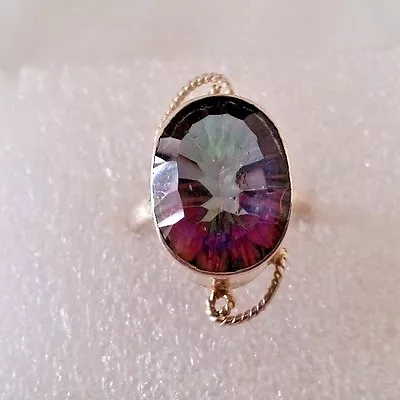 Mystic Topaz .925 Silver Ring Size 8 • $20