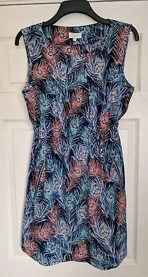 £4.99 • Buy APRICOT Floaty Peacock Feather Print Summer Tea Dress - Size 16 - Immaculate 