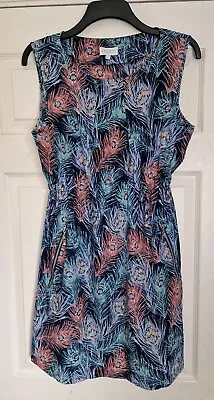 £4.99 • Buy APRICOT Floaty Peacock Feather Print Summer Tea Dress - Size 16 - Immaculate 