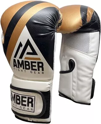 Amber Fight Gear Fury Boxing Kickboxing Muay Thai Training GlovesGold/Black 16oz • $46.19