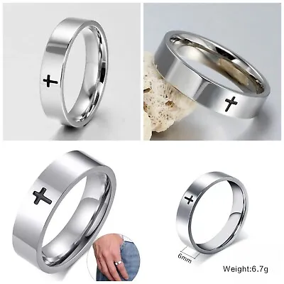 Sizes 9101112&13 NEW Men's CROSS Ring Christian Jewelry Jesus Stainless Steel • $7.99