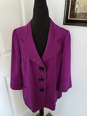 Mary Kay Consultant Jacket Blazer Purple And Black 3/4 Sleeve 3 Button Closure • $10