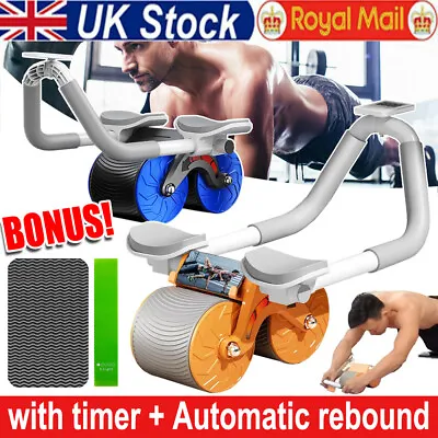 £18.99 • Buy Abdominal Wheel Automatic Rebound Elbow Support Anti-Slip Fitness AB Roller Trai