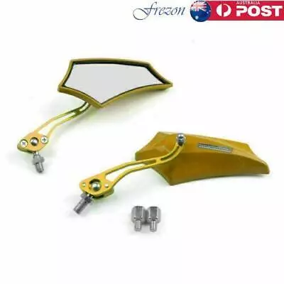 Motocycle Chopper Cruiser Street Dirt Bike Rear View Mirrors 8mm 10mm Gold  AUS • $42.81