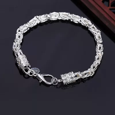 925Sterling Silver New Dragon Head Men's Chain Bracelet 5MM 8  HY096 • $9.98