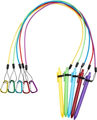 5 Sets 24 Pen Leash With Silicone Lanyard Holder Neck Strap Metal Carabiner • £14.12