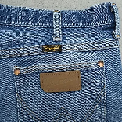 Wrangler Jeans Mens Fits-32x30 Size-34x32 Blue Cowboy-Cut Slim Stretch Stained • $27.50