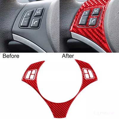 $18.77 • Buy 3pcs For BMW 125i 128i 135i Red Carbon Fiber Steering Wheel Interior Trim Type B