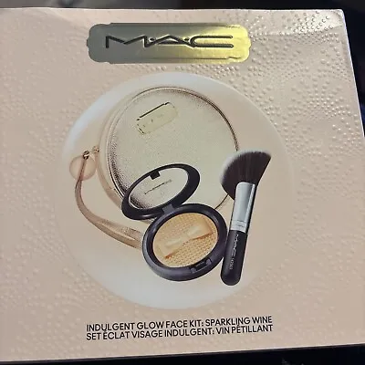 Mac Cosmetics BNIB Indulgent Glow Face Kit Sparkling Wine Powder Brush Bag Gift • £28