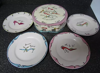 Vintage Rosanna Set Of Salad Plates- Haute Shoes- Four High Heel Plates ~ 8  DIA • £57.80