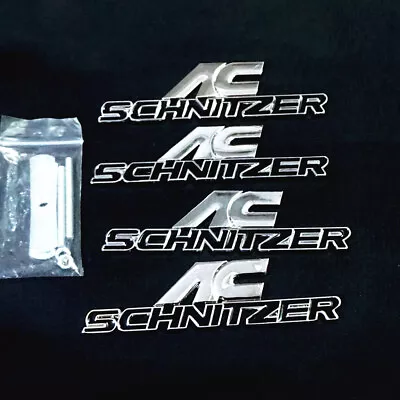 Silver Chrome Black AC SCHNITZER Metal Grille Emblem + 3x Badge Decal Sticker 3D • £23.99