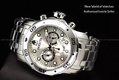 Invicta Mens PRO DIVER SCUBA CHRONOGRAPH Silver Dial Bracelet 48mm SS 0071 Watch • $74.99